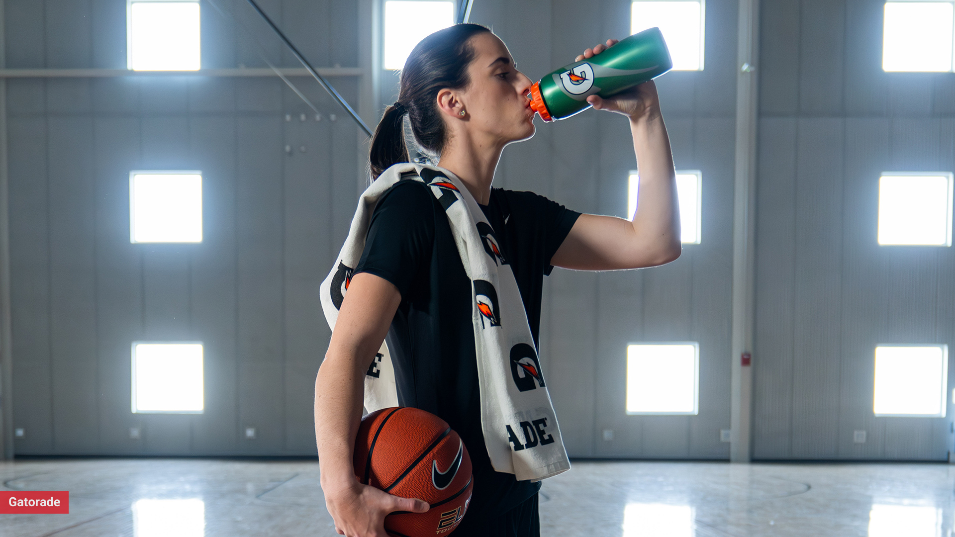 Caitlin Clark Drinking Gatorade